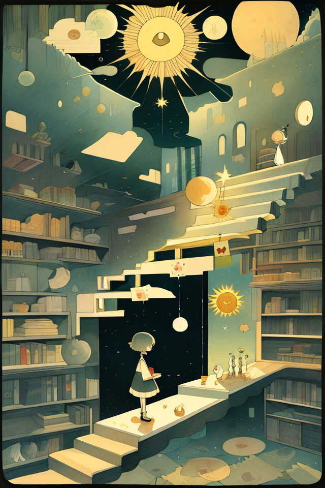 00059-768748881-masterpiece,best quality,(sun_1.3),(morning_1.3),childbook,card,,moon,2d,1girl,standing,full body,child drawing,in the same plan.png